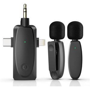 3 in 1 Mini Microphone Wireless Lavalier Microphones - 2.4G Cordless Double Mics